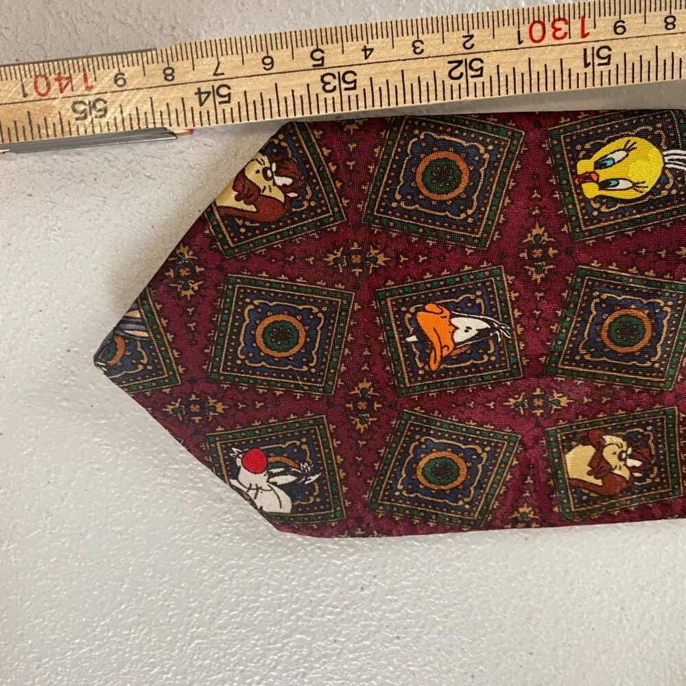 Vintage Looney Tunes Mania Nostalgia Martian Stamp Necktie Tie Mens 57
